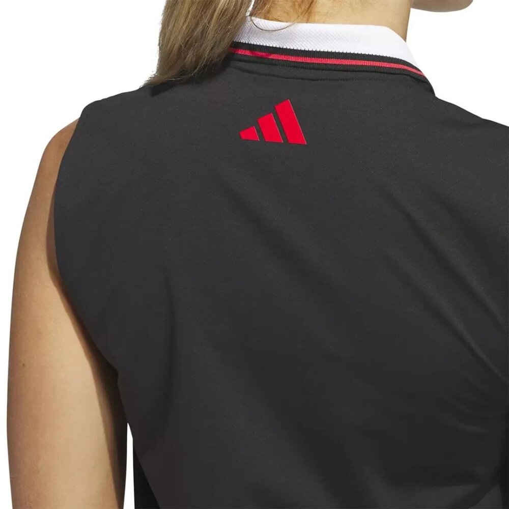 adidas Women's Beyond The Course Twistknit Sleeveless Golf Polo Black Size Large - Picture 5 of 5